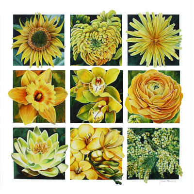 Nine yellow flowers