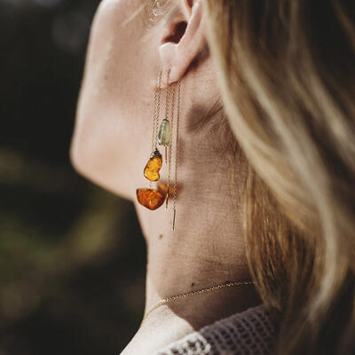 Gemstone threader earrings