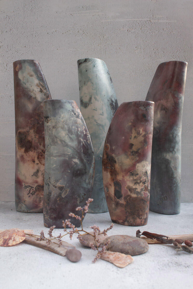 Smoked Razor Shell Vases