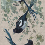 Jade Taylor - Acrylic on linen with botanical monoprint collage with moth etchings