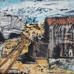 Christine Hopwood MA - Dungeness Boat & Hut. Gouache & Ink Resist