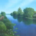 Hannah Buchanan - River Rother in the Height of Summer, 2024, Oil on board, 26 x 21cm