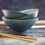 Ramen bowls in seablue glaze