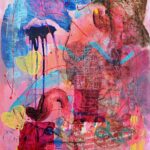 'Love at the Fairground' 40 x 50cm on board.  A painting based on a series of emotional responses that influence my memories, incorporating handwritten text and a depth of colour and mark-making.