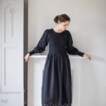 Applepicker’s dress, ruched with broderie anglaise