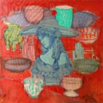 'Look but don't touch' - Mixed media on linen - oil paint, oil pastel, gloss, chalk pencil