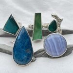 Semi-precious stone rings in blues & greens