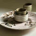 Wood fired platter, cups and bowls