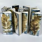 Eco printed watercolour paper, hand bound books.