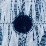 Shibori techniques on Japanese cotton dyed with indigo dye.