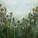 Teasels and Cow Parsley in Pale Light 100x100x4cm original acrylic original oil
