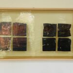 Kitchen Squares - Oxidised silver leaf on hand blown glass, 62 x 36 cm