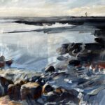 ‘Flooding memories’ Acrylic on paper cradle mounted framed 280x280mm