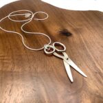 Sterling silver scissors pendant on snake chain