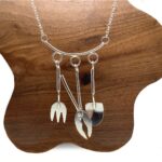 Sterling silver gardening tools necklace