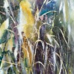 ‘Meadow Grasses’ is an expressive painting in watercolour and pastels featuring grasses, meadow textures and the play of light.