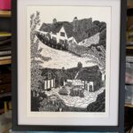 Rose & Crown - house portrait linocut