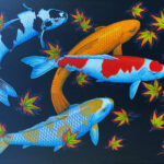 'When Maple leaves fall' - acrylic painting on box canvas. 32" x 42" with black floater frame