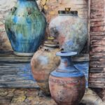 Old Mediterranean Pots Watercolour