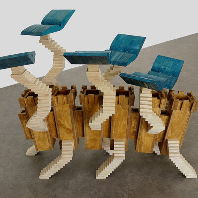 Constructed, laminated sculpture.