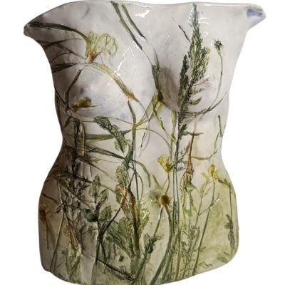 Mother Nature, ceramic, unique, hand painted botanical vase.