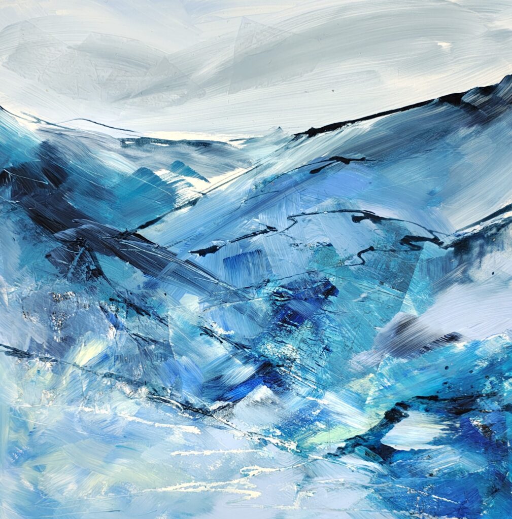 This is an acrylic framed impressionistic landscape