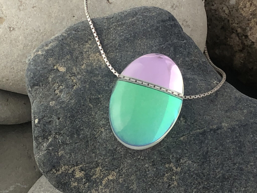Dichroic Glass pendant silver sterling necklace